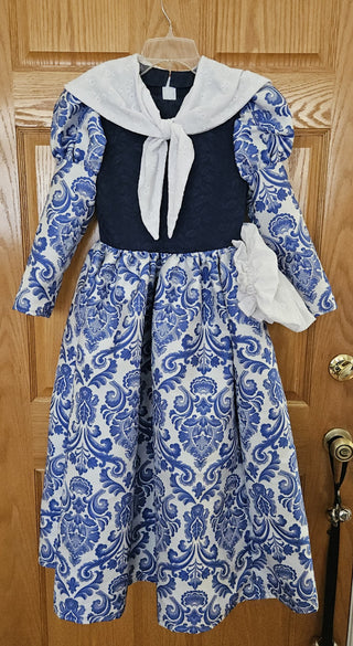 Victorian blue & white size 8 girls dress, RSV|90765