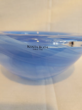 Kosta Boda Blue Swirl Art Glass Atoll Bowl RCD|99343