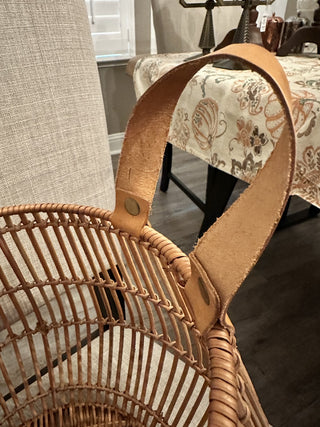 Round Natural Basket with Leather Handles MTS|105097