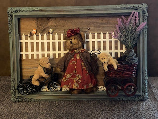 Mama bear, bicycle and stroller bears