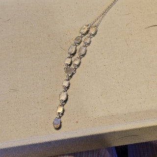 .925 14 stone turquoise lariat 18 in  necklace