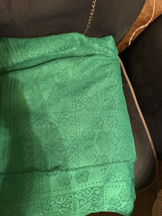 Clover Green Lace Fabric Table Cloth Rectangle Approx. 108" X 60"  #63 VV MTS
