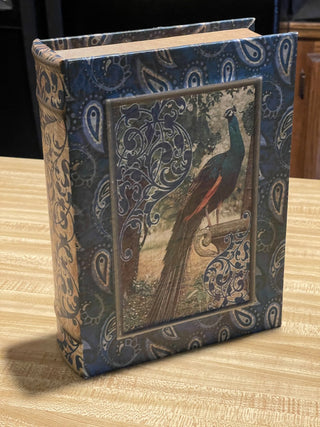 10.75"x8"x3" Faux Book Storage Box, Peacock--SP MTS