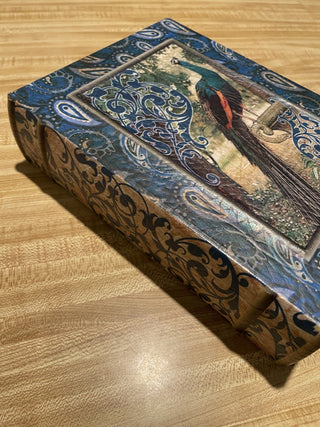 10.75"x8"x3" Faux Book Storage Box, Peacock--SP MTS