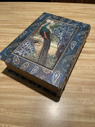 10.75"x8"x3" Faux Book Storage Box, Peacock--SP MTS