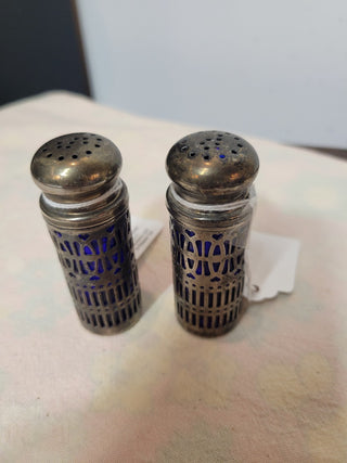 Vintage Colbalt Blue & Silverplate Salt & Pepper Set RCD|55729