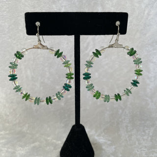 full hoop earrings w/ green margarita beads RSV