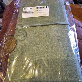 green leather junk journal embossed gears|78540