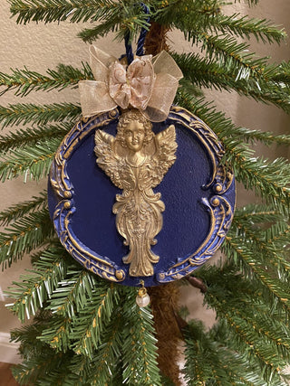Handcrafted large disc gold angel ornament RCD