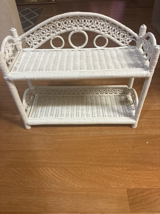 Vintage wicker two tier shelf rcd|141018