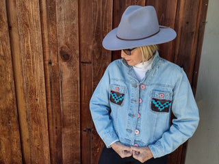 Jean Jacket Aztec Style Ladies Med