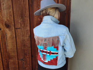 Jean Jacket Aztec Style Ladies Med