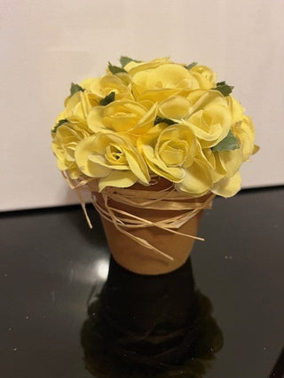 #1231 Yellow Rose Bouquet in Terra Cotta