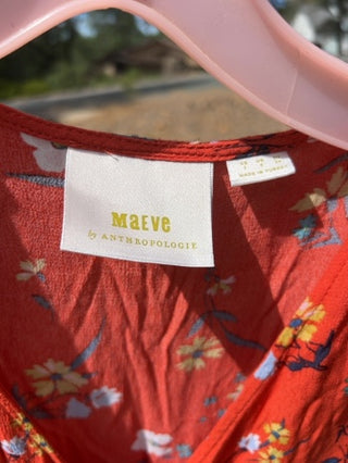 Anthropologie Maeve Eudora Floral Print Midi Dress Size 2 MTS