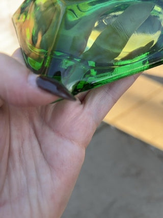 JP AS IS 4.5” x 4.5” vintage mid-century modern green glass square ashtray