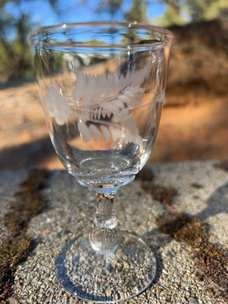 Vintage Etched Cordial Glass 4”