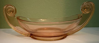 vintage FOSTORIA scroll handled pink bowl rsv