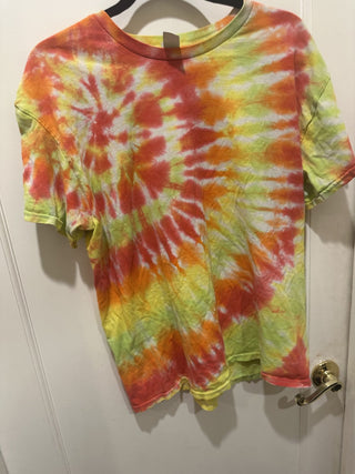 Tie Dye Adult T-shirt Men's Large Orange and Yellow #47 VV MTS
