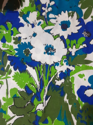 7/8 yard of Vintage Fabric Blue Floral RCD|113481