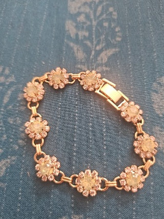 Flowered Bracelet w/Gem  Accent