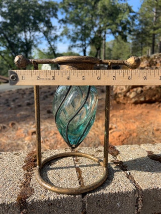 Metal and Glass Teardrop Vase 9”