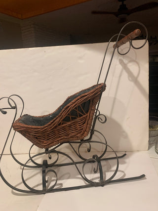 Vintage wicker & Wrought iron sleigh MTS|133966