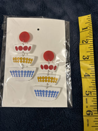 12F Dots Fire King Acrylic Circle Stud Earrings MTS|138530