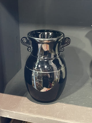 Vintage Black Amethyst Glass Grecian Style Vase RSV|82695
