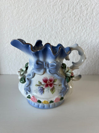 Vintage lusterware blue ribbon pitcher RSV