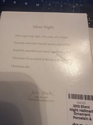 2012 Silent Night Hallmark Ornament Porcelain & Metal #62 VV MTS|131879