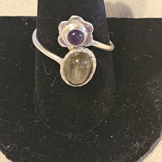 Sterling amethyst and labradorite ring adjustable