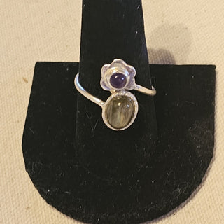 Sterling amethyst and labradorite ring adjustable