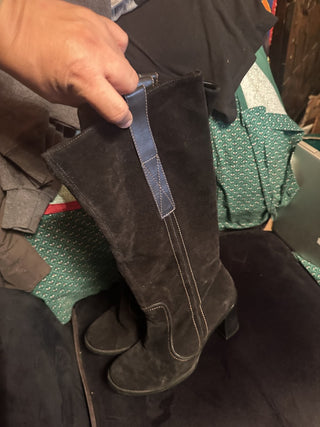 Franco Sarto Knee High Black Suede zip boots Women's size 7 1/2 M #63 VV MTS|130532