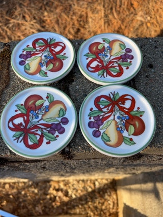 set of 4 Dansk Holiday Harvest Ceramic/Stoneware Coasters