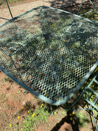 Rustic Green wrought iron table and 3 chairs