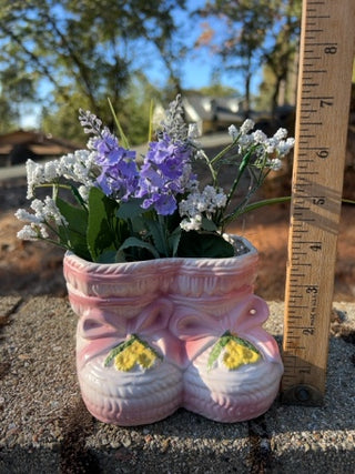 Vintage Parma by AAI Pink ceramic baby bootie planter