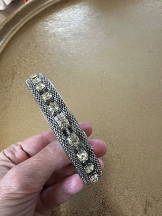 Mesh bangle/rhinestone bracelet (set of 2)|53933