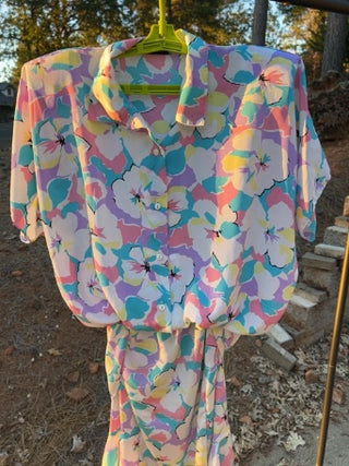 Vintage 80’s Diamonds USA 2 Piece Floral Sz M