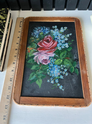 Vintage chalk slate board rose art RSV|121764