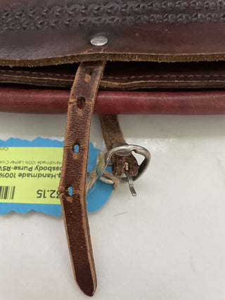 Vtg.Handmade 100% Lather Crossbody Purse-RSV