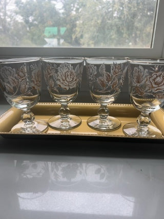 Vintage Libby Rose Bouquet Water/Wine Goblets