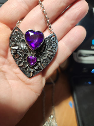 Double purple heart necklace r c d