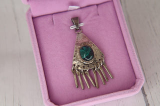 Silver and Malachite Artisan Pendant|151548