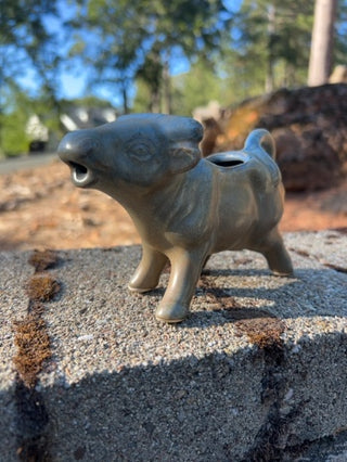 vintage stoneware cow-shaped creamer pitcher