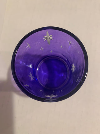 Blue glass w/stars votive MTS|131550