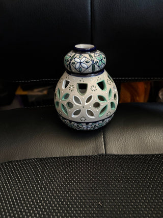 Handpainted Ceramic Tealight/candle holder by Javier Servin 4"