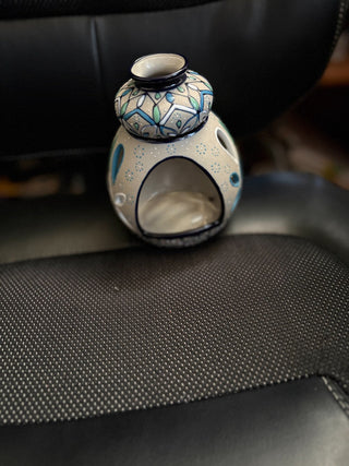 Handpainted Ceramic Tealight/candle holder by Javier Servin 4"