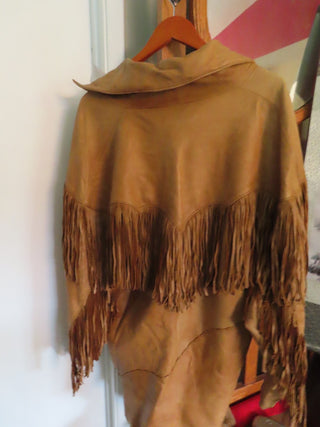 Leather pullover shirt w/fringe|62593