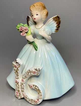 Vintage Josef Originals 16th Birthday Angel Blue Turquoise Dress 6" Brown Hair #62 VV MTS|84183