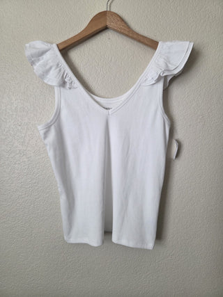 NEW! Old Navy 98% cotton white tank with ruffle strap - NWT RSV|160925